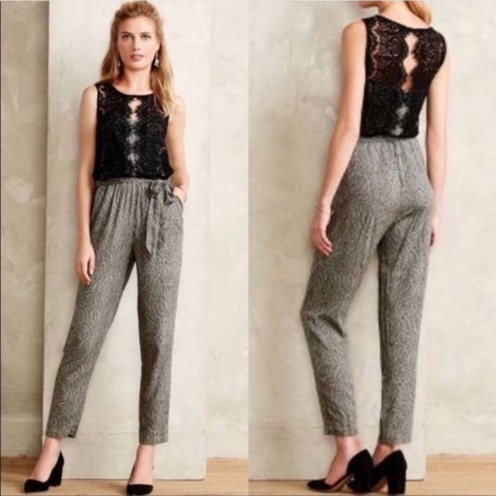Anthropologie Elevenses Lace Medley Jumpsuit Sz 2